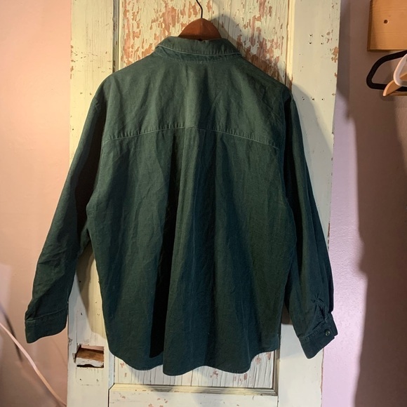 Bonworth forest green corduroy long sleeve button-up with cardinal patches - Picture 2 of 6